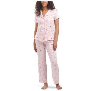 NWT Derek Heart Light Pink Breakfast Themed Pajamas Set Size XL
